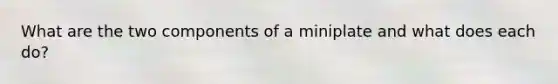 What are the two components of a miniplate and what does each do?