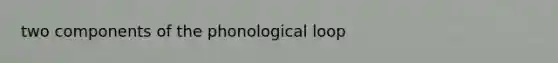 two components of the phonological loop