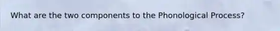 What are the two components to the Phonological Process?