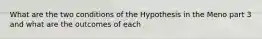 What are the two conditions of the Hypothesis in the Meno part 3 and what are the outcomes of each