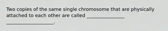 Two copies of the same single chromosome that are physically attached to each other are called ________________ ____________________.