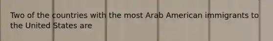 Two of the countries with the most Arab American immigrants to the United States are