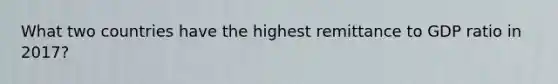 What two countries have the highest remittance to GDP ratio in 2017?