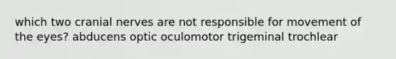 which two cranial nerves are not responsible for movement of the eyes? abducens optic oculomotor trigeminal trochlear