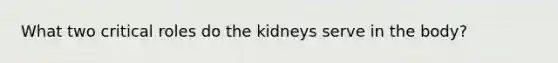 What two critical roles do the kidneys serve in the body?