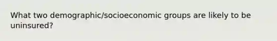 What two demographic/socioeconomic groups are likely to be uninsured?