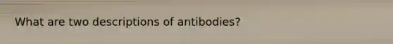 What are two descriptions of antibodies?