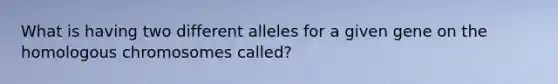 What is having two different alleles for a given gene on the homologous chromosomes called?