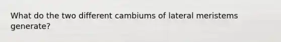 What do the two different cambiums of lateral meristems generate?