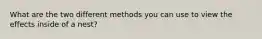 What are the two different methods you can use to view the effects inside of a nest?