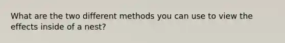 What are the two different methods you can use to view the effects inside of a nest?
