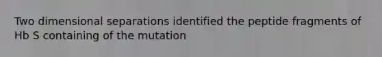 Two dimensional separations identified the peptide fragments of Hb S containing of the mutation