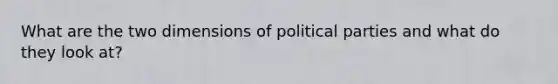 What are the two dimensions of political parties and what do they look at?