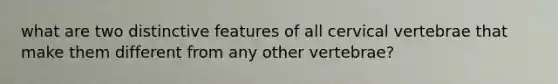 what are two distinctive features of all cervical vertebrae that make them different from any other vertebrae?