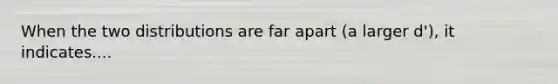 When the two distributions are far apart (a larger d'), it indicates....