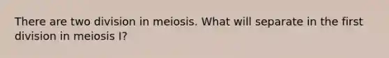 There are two division in meiosis. What will separate in the first division in meiosis I?