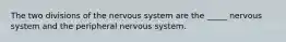 The two divisions of the nervous system are the _____ nervous system and the peripheral nervous system.