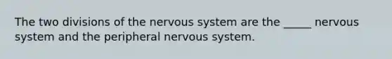 The two divisions of the nervous system are the _____ nervous system and the peripheral nervous system.