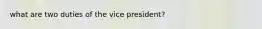 what are two duties of the vice president?