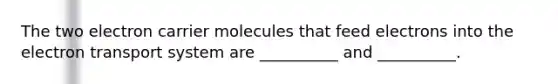 The two electron carrier molecules that feed electrons into the electron transport system are __________ and __________.