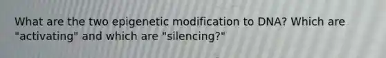 What are the two epigenetic modification to DNA? Which are "activating" and which are "silencing?"