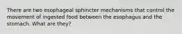 There are two esophageal sphincter mechanisms that control the movement of ingested food between the esophagus and the stomach. What are they?