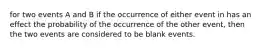 for two events A and B if the occurrence of either event in has an effect the probability of the occurrence of the other event, then the two events are considered to be blank events.