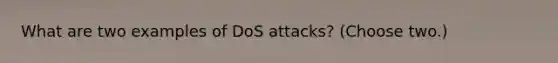 What are two examples of DoS attacks? (Choose two.)