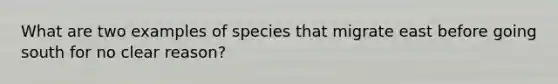 What are two examples of species that migrate east before going south for no clear reason?