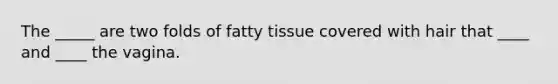 The _____ are two folds of fatty tissue covered with hair that ____ and ____ the vagina.