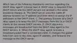 Which two of the following statements are true regarding the DHCP relay agent? (choose two) A. DHCP relay is required if the DHCP clients and the DHCP servers are located in the same broadcast domain. B. The DHCP server uses the ciaddr IP address to select an IP address pool from which to assign the IP addresses to the DHCP client. C. The primary function of a DHCP relay agent is to relay the DHCP messages from the local DHCP clients to the remote DHCP servers. D. DHCP discovery messages are broadcasted from the DHCP relay agent to the DHCP servers. E. When the DHCP relay agent receives a broadcast packet from a connected client, it changes the giaddr field from zero to the relay agent IP address, and forwards the message to the DHCP server.