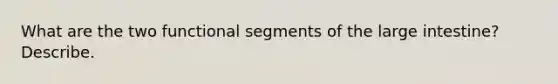 What are the two functional segments of the large intestine? Describe.