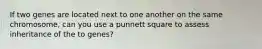 If two genes are located next to one another on the same chromosome, can you use a punnett square to assess inheritance of the to genes?