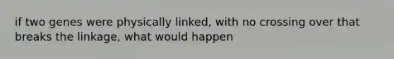 if two genes were physically linked, with no crossing over that breaks the linkage, what would happen