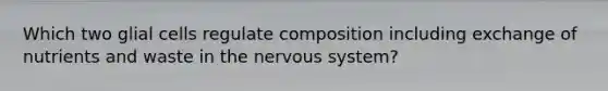 Which two glial cells regulate composition including exchange of nutrients and waste in the nervous system?