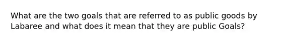 What are the two goals that are referred to as public goods by Labaree and what does it mean that they are public Goals?