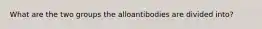 What are the two groups the alloantibodies are divided into?