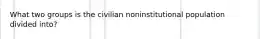 What two groups is the civilian noninstitutional population divided into?