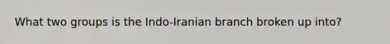 What two groups is the Indo-Iranian branch broken up into?