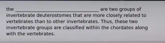 the ____________________________________ are two groups of invertebrate deuterostomes that are more closely related to vertebrates than to other invertebrates. Thus, these two invertebrate groups are classified within the chordates along with the vertebrates.