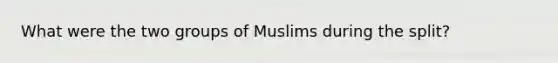 What were the two groups of Muslims during the split?