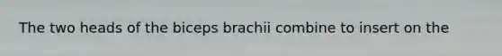 The two heads of the biceps brachii combine to insert on the