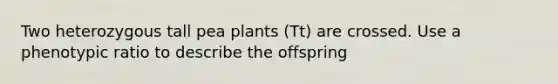 Two heterozygous tall pea plants (Tt) are crossed. Use a phenotypic ratio to describe the offspring