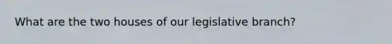 What are the two houses of our legislative branch?