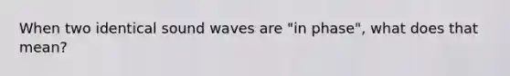 When two identical sound waves are "in phase", what does that mean?