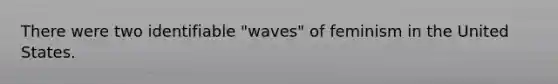 There were two identifiable "waves" of feminism in the United States.