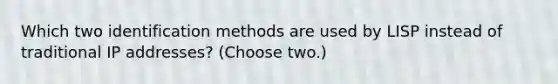 Which two identification methods are used by LISP instead of traditional IP addresses? (Choose two.)