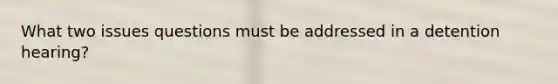 What two issues questions must be addressed in a detention hearing?