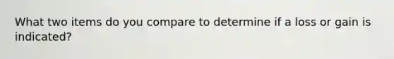 What two items do you compare to determine if a loss or gain is indicated?