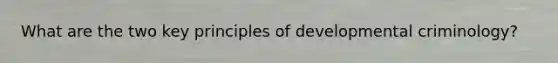 What are the two key principles of developmental criminology?